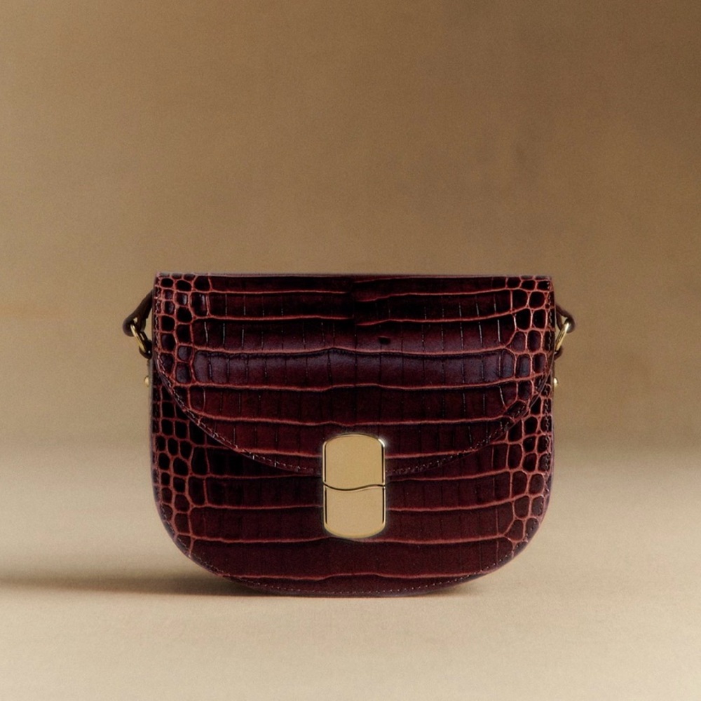 Sezane Claude bag in Chocolate Crocodile